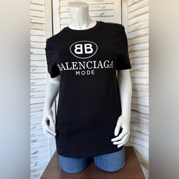 NWT- Balenciaga Logo Print Black T-shirt Medium - Picture 2 of 11